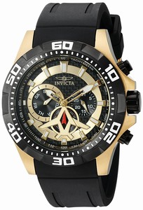 Invicta Aviator Quartz Chronograph Black Polyurethane Watch # 21739 (Men Watch)