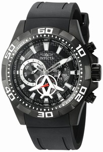 Invicta Aviator Quartz Chronograph Date Black Polyurethane Watch # 21741 (Men Watch)