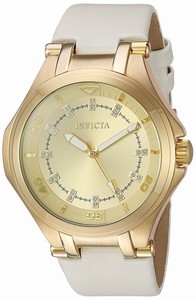 Invicta Wildflower Quartz Analog Crystal Dial White Leather Watch # 21756 (Women Watch)