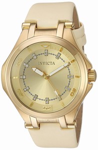 Invicta Wildflower Quartz Analog Crystal Dial Beige Leather Watch # 21760 (Women Watch)