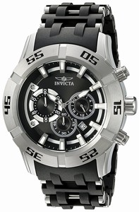 Invicta Sea Spider Quartz Chronograph Date Black Polyurethane Watch # 21816 (Men Watch)