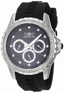 Invicta Angel Quartz Analog Crystal Bezel Black Polyurethane Watch # 21903 (Women Watch)