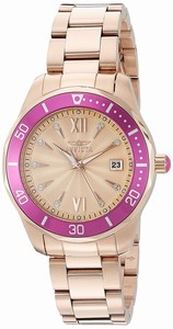 Invicta Pink Dial Stainless Steel Coating Watch #21909 (Women Watch)