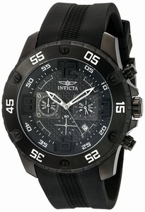 Invicta Pro Diver Quartz Chronograph Date Black Silicone Watch # 21967 (Men Watch)