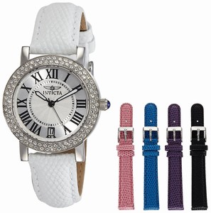 Invicta Angel Quartz Roman Numeral Dial Crystal Bezel Leather Watch # 21996 (Women Watch)