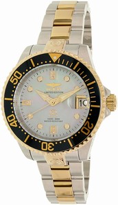 Invicta Platinum Dial Uni-directional Rotating Yellow Gold-plated With A Band Watch #22032 (Women Watch)