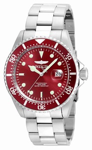 Invicta Red Dial Stainless Steel Band Watch #22048 (Men Watch)