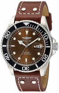 Invicta Pro Diver Quartz Analog Date Brown Leather Watch # 22070 (Men Watch)
