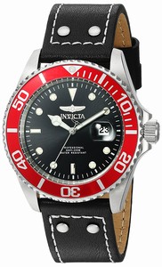 Invicta Pro Diver Quartz Analog Date Black Leather Watch # 22073 (Men Watch)