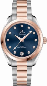 Omega Seamaster Aqua Terra 150M Co-Axial Master Chronometer Diamond 18k Rose Gold and Stainless Steel Watch# 220.20.34.20.53.001 (Women Watch)