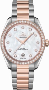 Omega Seamaster Aqua Terra 150M Co-Axial Master Chronometer Diamond Bezel 18k Sedna Gold and Stainless Steel Bracelet Watch# 220.25.38.20.55.001 (Women Watch)