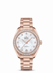 Omega Seamaster Aqua Terra 150M Co-Axial Master Chronometer Diamond 18k Sedna Gold Bracelet Watch# 220.55.34.20.55.001 (Women Watch)
