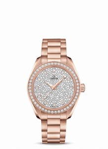 Omega Seamaster Aqua Terra 150M Co-Axial Master Chronometer Diamond 18k Sedna Gold Bracelet Watch# 220.55.34.20.99.003 (Women Watch)