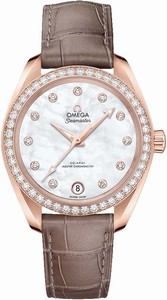 Omega Seamaster Aqua Terra 150M Co-Axial Master Chronometer Diamond Leather Watch# 220.58.34.20.55.001 (Women Watch)