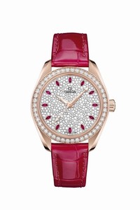 Omega Seamaster Aqua Terra 150M Co-Axial Master Chronometer Diamonds Red Leather Watch# 220.58.34.20.99.001 (Women Watch)