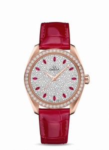 Omega Seamaster Aqua Terra 150M Co-Axial Master Chronometer Diamond 18k Sedna Gold Case Leather Watch# 220.58.38.20.99.001 (Women Watch)