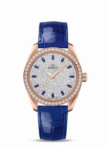 Omega Seamaster Aqua Terra 150M Co-Axial Master Chronometer Diamond Blue Leather Watch# 220.58.38.20.99.002 (Women Watch)