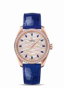Omega Seamaster Aqua Terra 150M Co-Axial Master Chronometer Diamonds 18k Sedna Gold Case Leather Watch# 220.58.38.20.99.005 (Women Watch)