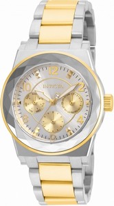 Invicta Quartz Multifunction Dial Two Tone Stainless Steel Watch #22108 (Women Watch)