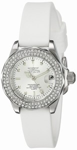 Invicta Pro Diver Quartz Analog Date Crystal Bezel White Silicone Watch # 22112 (Women Watch)