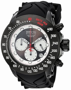 Invicta Reserve Black Dial Chronograph Date Black Silicone Watch # 22138 (Men Watch)