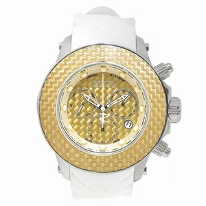 Invicta Gold Dial Fixed Stainless Steel With Green Glass Fiber Band Watch #22144 (Men Watch)