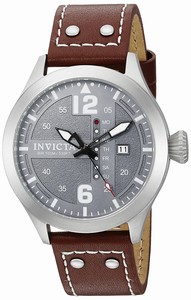 Invicta I Force Quartz Grey Dial Day Date Brown Leather Watch # 22182 (Men Watch)