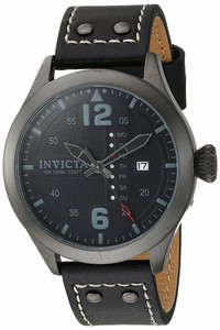 Invicta I Force Quartz Black Dial Day Date Black Leather Watch # 22186 (Men Watch)
