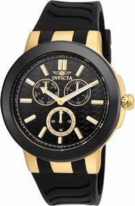Invicta Quartz Multifunction Dial Black Silicone Watch #22209 (Men Watch)