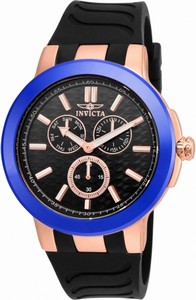 Invicta Quartz Multifunction Dial Black Silicone Watch #22210 (Men Watch)