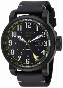 Invicta Aviator Quartz GMT Date Black Leather Watch # 22253 (Men Watch)