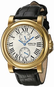 Invicta Antique Silver Dial Fixed Yellow Gold-plated Band Watch #22256 (Men Watch)