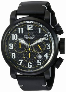Invicta Aviator Quartz Chronograph Date Black Leather Watch # 22266 (Men Watch)
