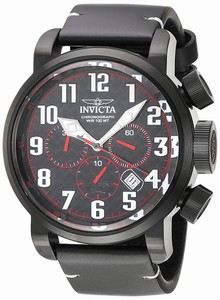 Invicta Aviator Quartz Chronograph Date Black Leather Watch # 22267 (Men Watch)