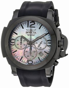 Invicta Coalition Forces Quartz Chronograph Mother of Pearl Black Silicone Watch # 22281 (Men Watch)