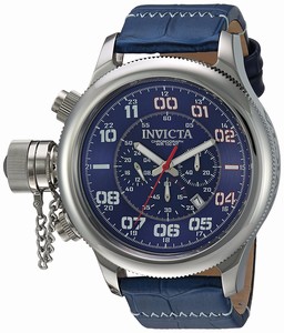 Invicta Russian Diver Quartz Chronograph Date Blue Leather Watch # 22288 (Men Watch)