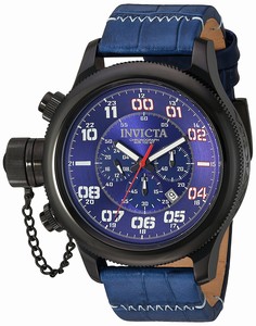 Invicta Russian Diver Blue Dial Chronograph Date Blue Leather Watch # 22290 (Men Watch)