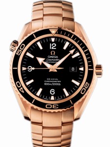 Omega 45.5mm Automatic Chronometer Planet Ocean Big Size Black Dial Rose Gold Case And Bracelet Watch #222.60.46.20.01.001 (Men Watch)