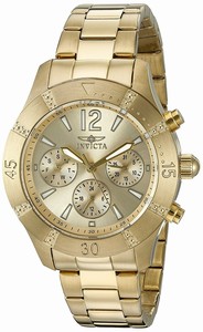 Invicta Gold Dial Stainless Steel Band Watch #22303 (Women Watch)