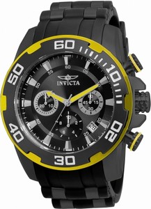 Invicta Pro Diver Quartz Chronograph Black Silicone Watch# 22309 (Men Watch)