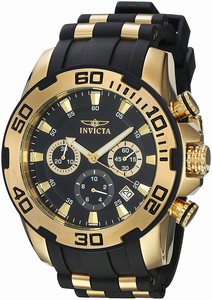 Invicta Black Dial Fixed Gold-plated Band Watch #22312 (Men Watch)