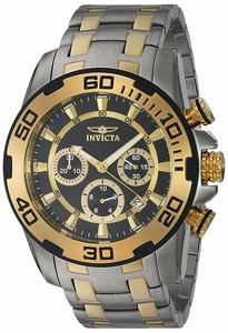 Invicta Black And Gold Dial Two-tone (silver And Yellow Gold-plated) Stainless Band Watch #22322 (Men Watch)