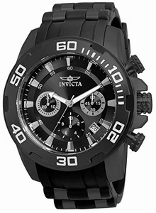 Invicta Black Dial Black Polyurethane Band Watch #22338 (Men Watch)