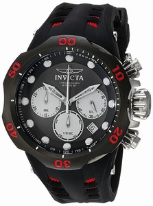 Invicta Venom Quartz Chronograph Date Black Silicone Watch # 22349 (Men Watch)