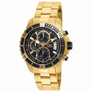 Invicta Black Dial Gold Band Watch #22414 (Men Watch)