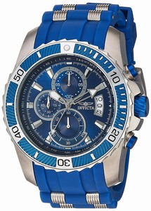 Invicta Pro Diver Quartz Chronograph Date Blue Polyurethane Watch # 22429 (Men Watch)