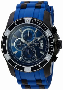 Invicta Pro Diver Quartz Chronograph Date Blue Polyurethane Watch # 22432 (Men Watch)