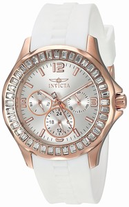 Invicta Angel Quartz Multifunction Dial White Silicone Watch # 22471 (Women Watch)