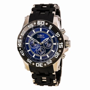 Invicta Blue Dial Uni-directional Rotating Black Watch #22476 (Men Watch)