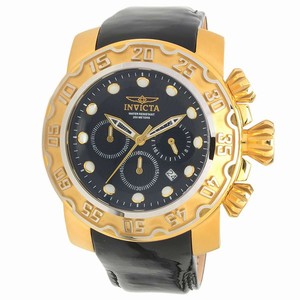 Invicta Lupah Quartz Chronograph Date Black Leather Watch # 22489 (Men Watch)
